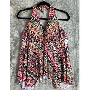 SWIMSUITS FOR ALL Tankini Swim Top Womens Plus Size 22 Flowy Asymmetrical New